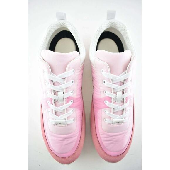 Chanel Mens 21C Pink Suede Leather CC Logo Lace Low Top Trainer Sneaker 43 10 - Picture 7 of 12